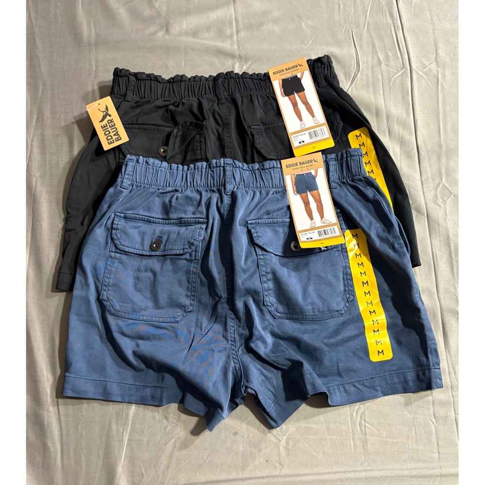 Eddie Bauer Everyday Shorts 2 Pack Blue Black Lyocell Blend Utility Shorts M